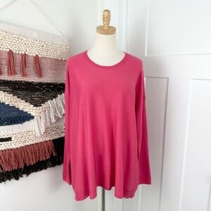 Eileen Fisher Tencel Lyocell Lightweight Sweater Pink Sz M
